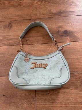 Juicy Couture Mint Embossed Logo Shoulder Bag with Gold Hardware